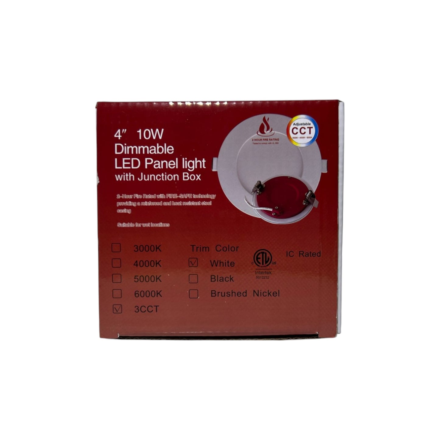 4" 10W Fire Rated Dimmable LED Panel Light