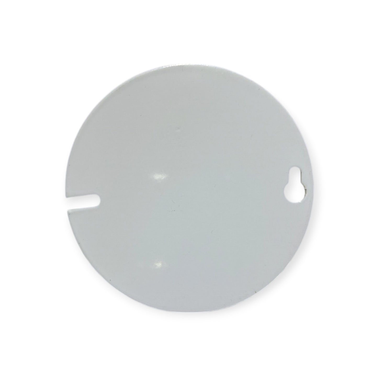 4" White Galvanized Steel Round Blank Flat Box Cover