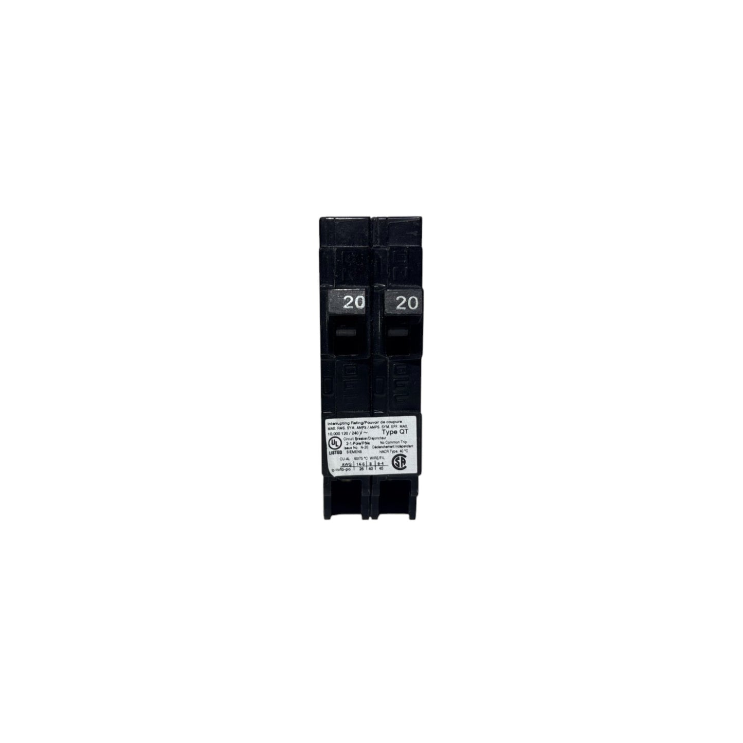 Siemens 2-Pole Breaker Slim - 20 Amp